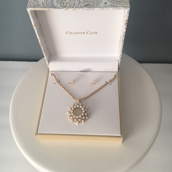 💛CHARTER CLUB💛PEARL NECKLACE AND EARRINGS SET✨ - Picture 1 of 7